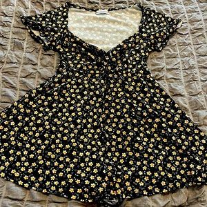 Urban Outfitters Black Floral Romper Size S-P